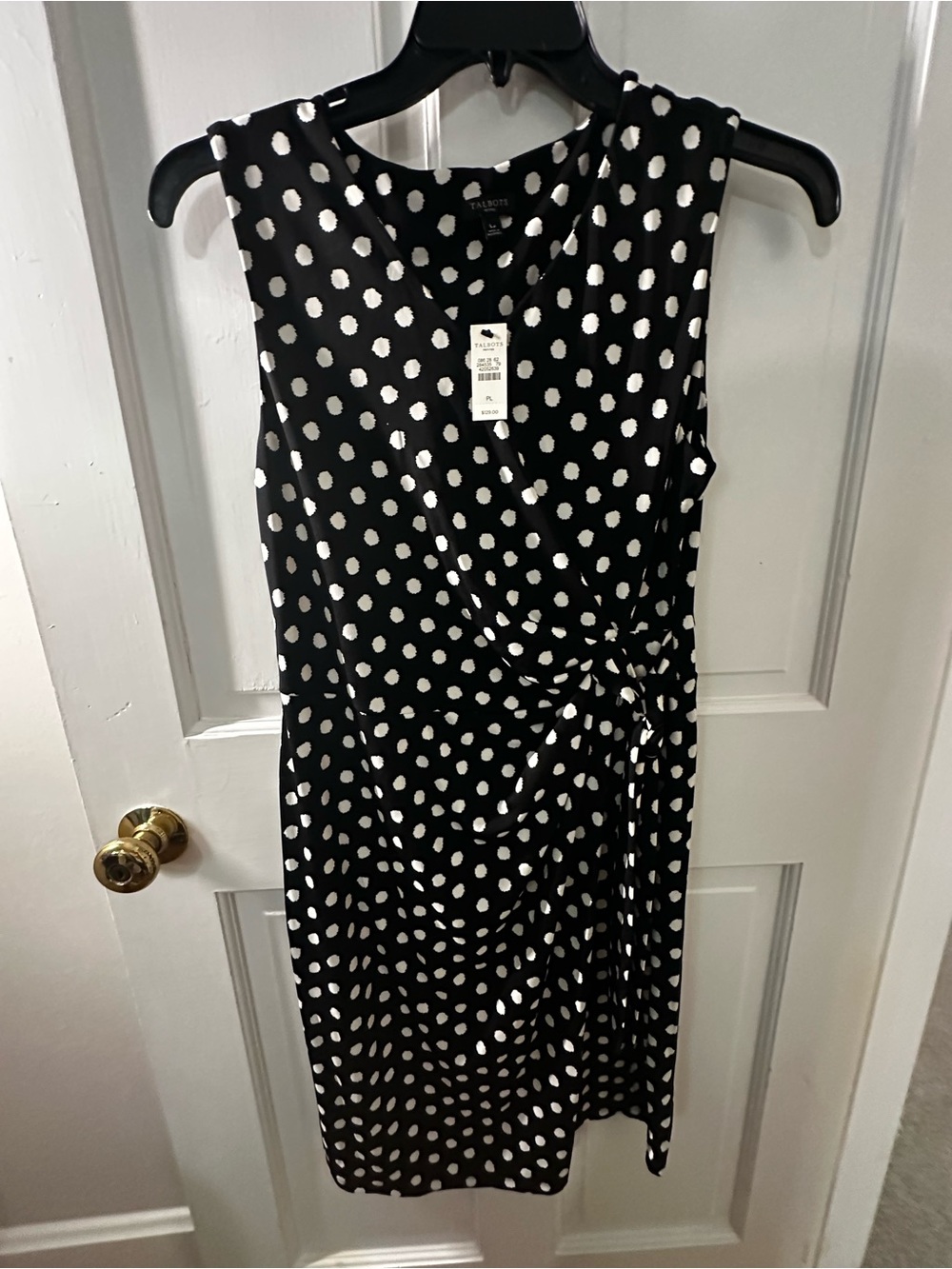Talbots Black and White Polka Dot Sleeveless Wrap Dress